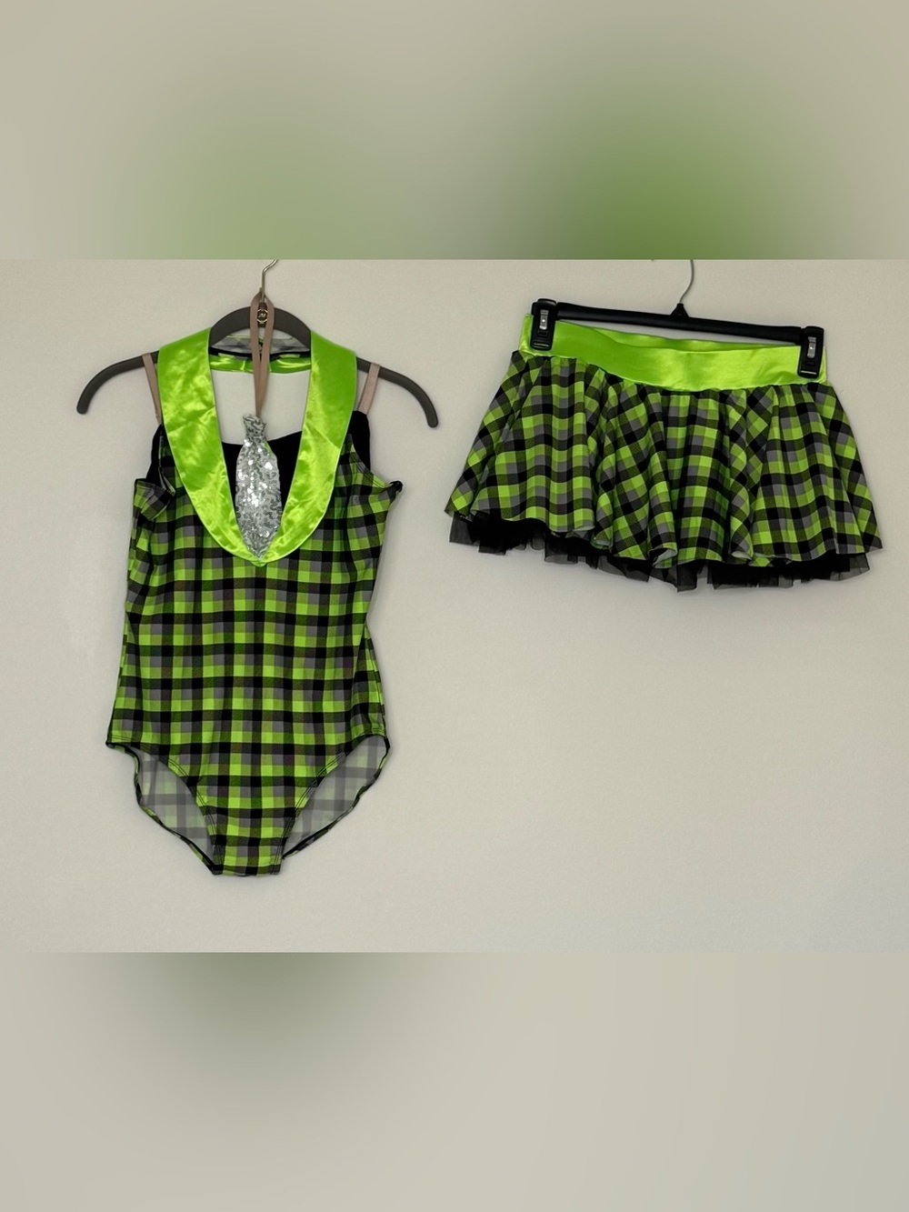 Weissman Green and Black Plaid Dance Costume Set